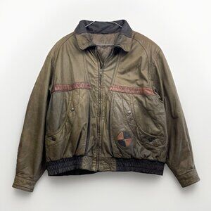 CORDOVAN Montreal Leather Bomber Jacket Military Style Olive Green Men Sz 42 VTG